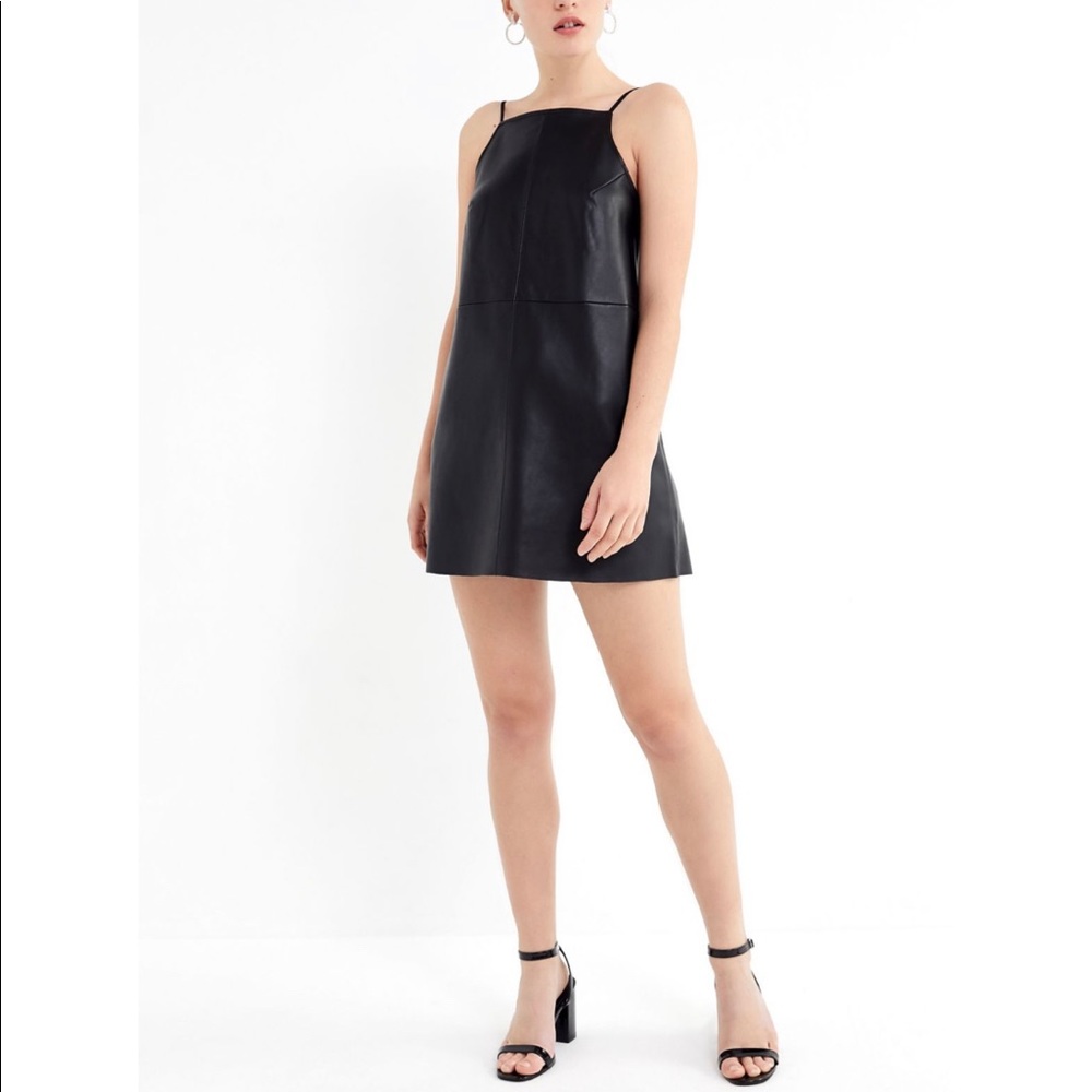 Urban Outfitters Camila Faux Leather Square Neck Mini Dress